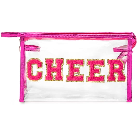 2ooya CHEER Makeup Bag for Valentine's Mother's Day, Transparent Toiletry Bag for Travel, Rose Red,1pc