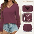 thumbnail image 3 of TEMOFON Long Sleeve Shirts for Women Blouses Casual Long Sleeve V Neck Fall Shirts Tunic Tops Womens Clothes Sweatshirts Pullover Lace Sleeve T Shirts, 3 of 8