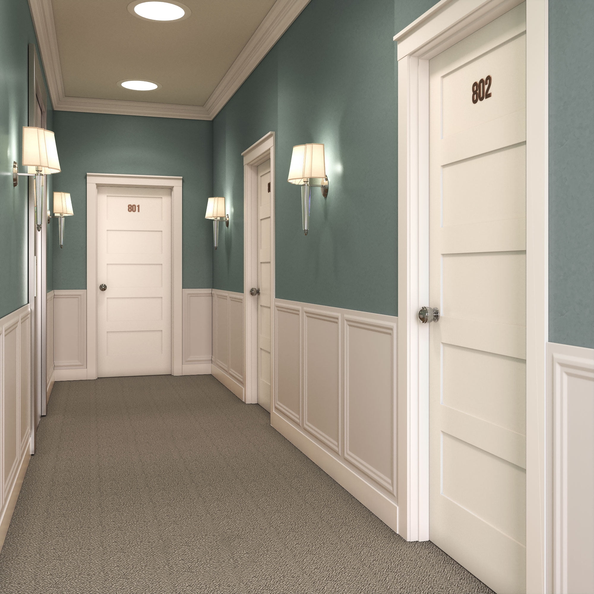 EightDoors 80" x 30" x 1-3/8" 5-Panel Shaker White Primed Solid Wood Core Interior Slab Door