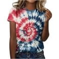 thumbnail image 2 of YOTAMI Tie Dye Tshirts for Women Trendy Casual Printed Crew Neck Tops Short Sleeve Color Graphic T-Shirt Blouses Purple, 2 of 5