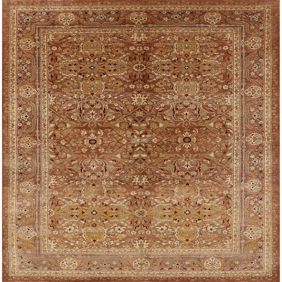 Ahgly Company Machine Washable Indoor Square Industrial Modern Mahogany Brown Area Rugs, 5' Square