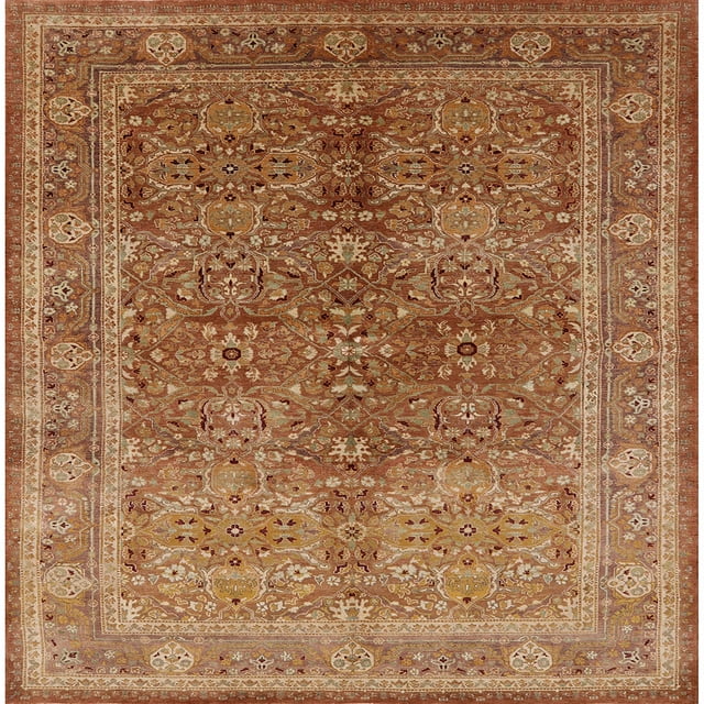 Ahgly Company Indoor Square Mid-Century Modern Mahogany Brown Oriental Area Rugs, 4' Square