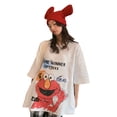 thumbnail image 3 of Camiseta de mujer de dibujos animados, manga corta, cuello redondo, camiseta suelta, blanco, XL seitruly AP001568-03B, 3 of 7