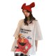 thumbnail image 3 of Camiseta de mujer de dibujos animados, manga corta, cuello redondo, camiseta suelta, blanco, L AweSitey AP001568-02B, 3 of 7