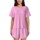 thumbnail image 1 of Fotbe Pink Conjunto de Pijama Estampado para Mujer, 2 Piezas, Ropa de Dormir con Camiseta de Manga Corta y Shorts Suaves-Small, 1 of 6