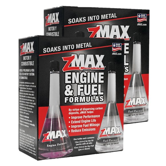 zMAX 58-011 - Engine & Fuel Formula Kit - Easy to Use - Reduces Carbon Build-Up & Lubricates Metal Extending Life of Car or Truck - Runs Efficiently, Improving Gas or Diesel Mileage - 12 oz - 2 pack