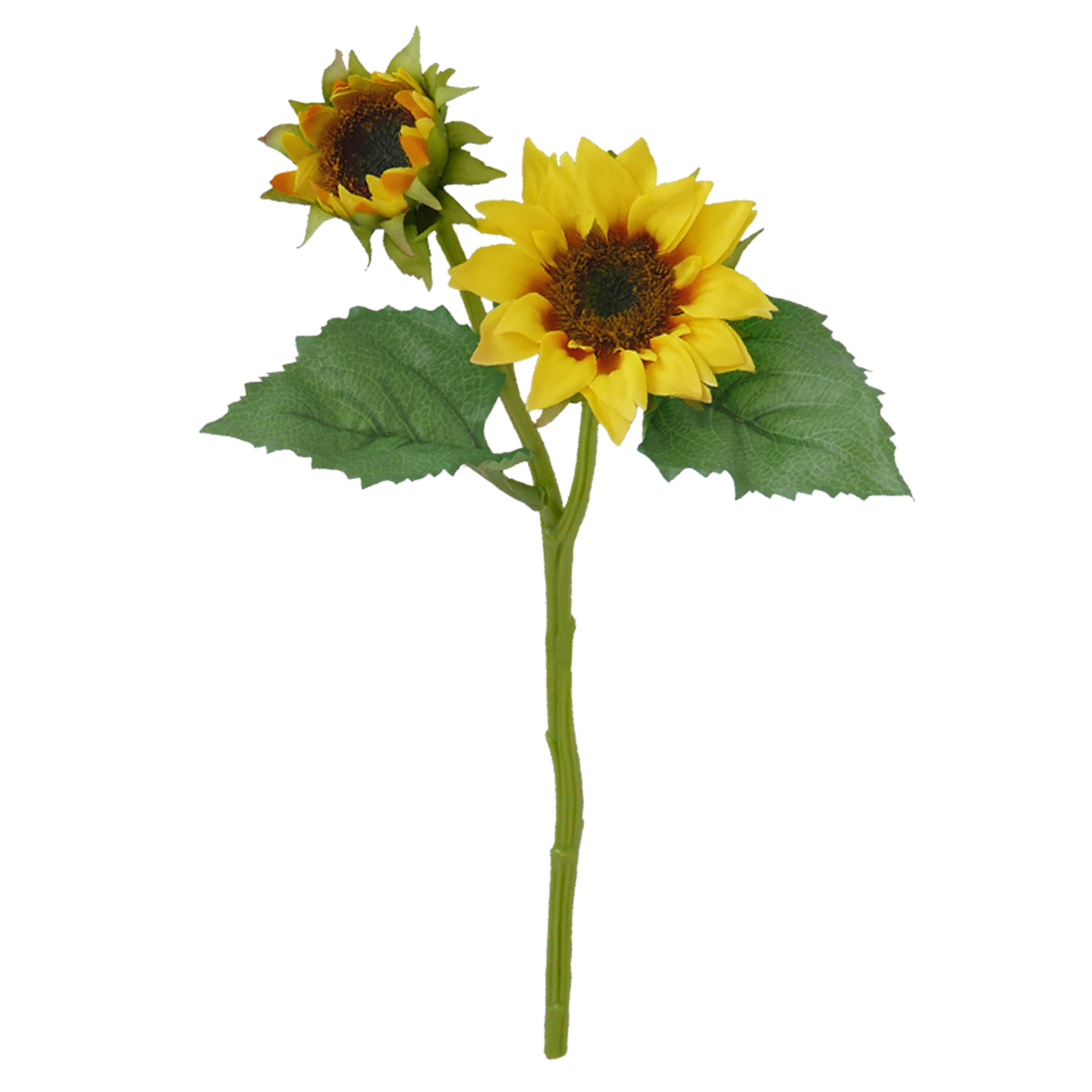 Yellow Flower Green Leaves 29cm Pack of 2 Artificial Yellow Sunflower Bushes 