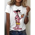 thumbnail image 3 of Camiseta informal de cuello redondo para mujer, 100 % algodón, con estampado de personajes de dibujos animados, manga corta, tejido de punto ligeramente elástico, ideal para todas las estaciones. Idea, 3 of 8