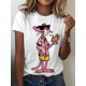 thumbnail image 2 of Women's Casual Crew Neck 100% Cotton T-Shirt with Cartoon Character Print, Short Sleeve, Knit Fabric with Slight Stretch for All Seasons Tee For Adult, Men, Women, Teen, Teenager, Adolescent, Youth, 2 of 8