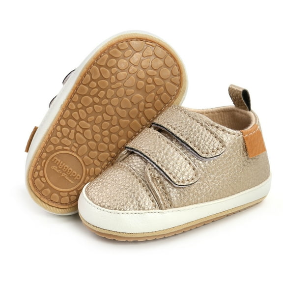 Baby Shoes Boys Girls Infant Sneakers Non-Slip Rubber Sole Toddler Crib First Walker Shoes,Gold,12-18M