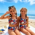 thumbnail image 5 of Grblisyd 4th of July Girls Swimsuit Red White and Blue Casual Swimwear 2 Piece Bathing Suit Cute Scoop Neck Swimsuits for Girls 6Y, 5 of 6