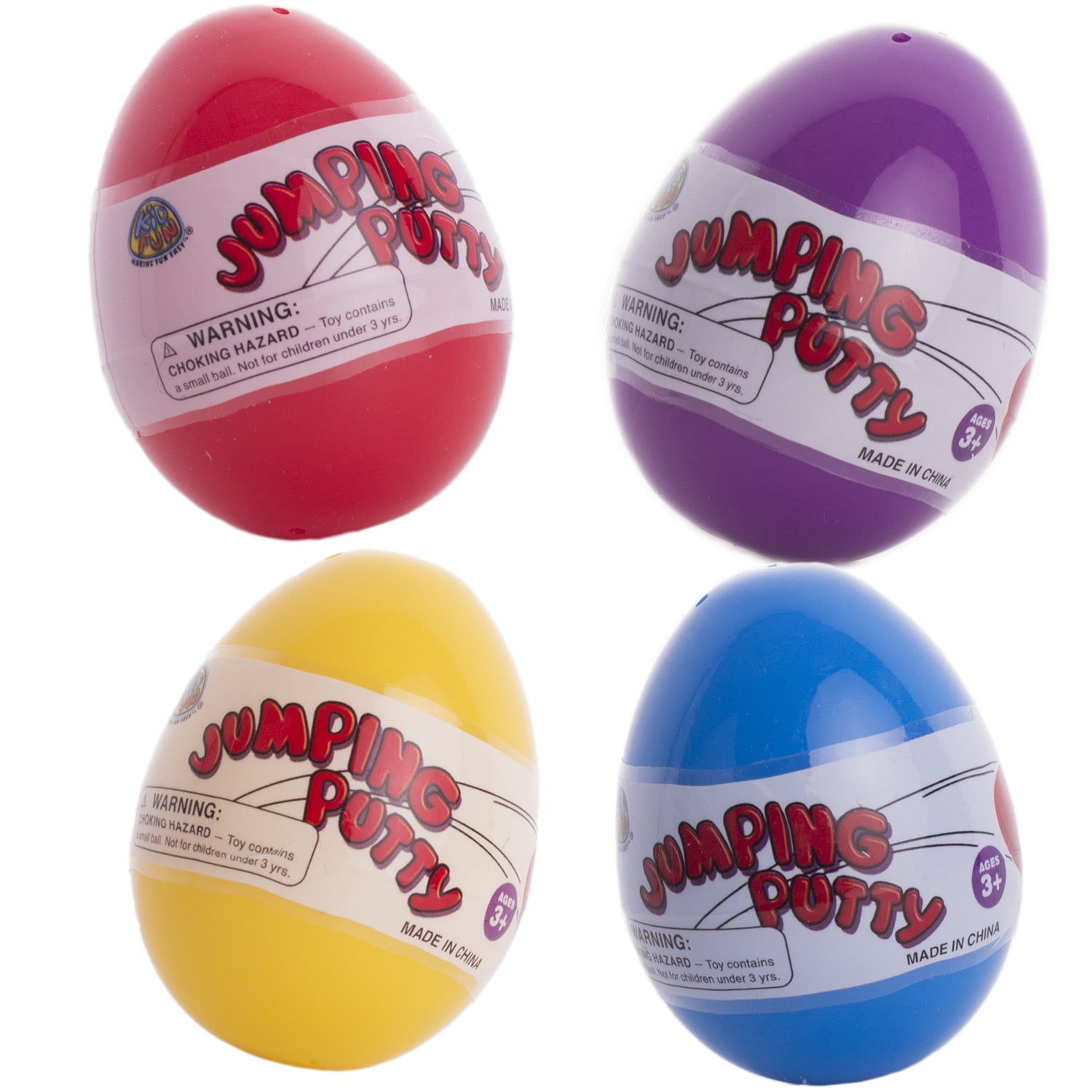 Moldable Jumping Putty 2.25" Filled Easter Eggs, Assorted Colors, 4