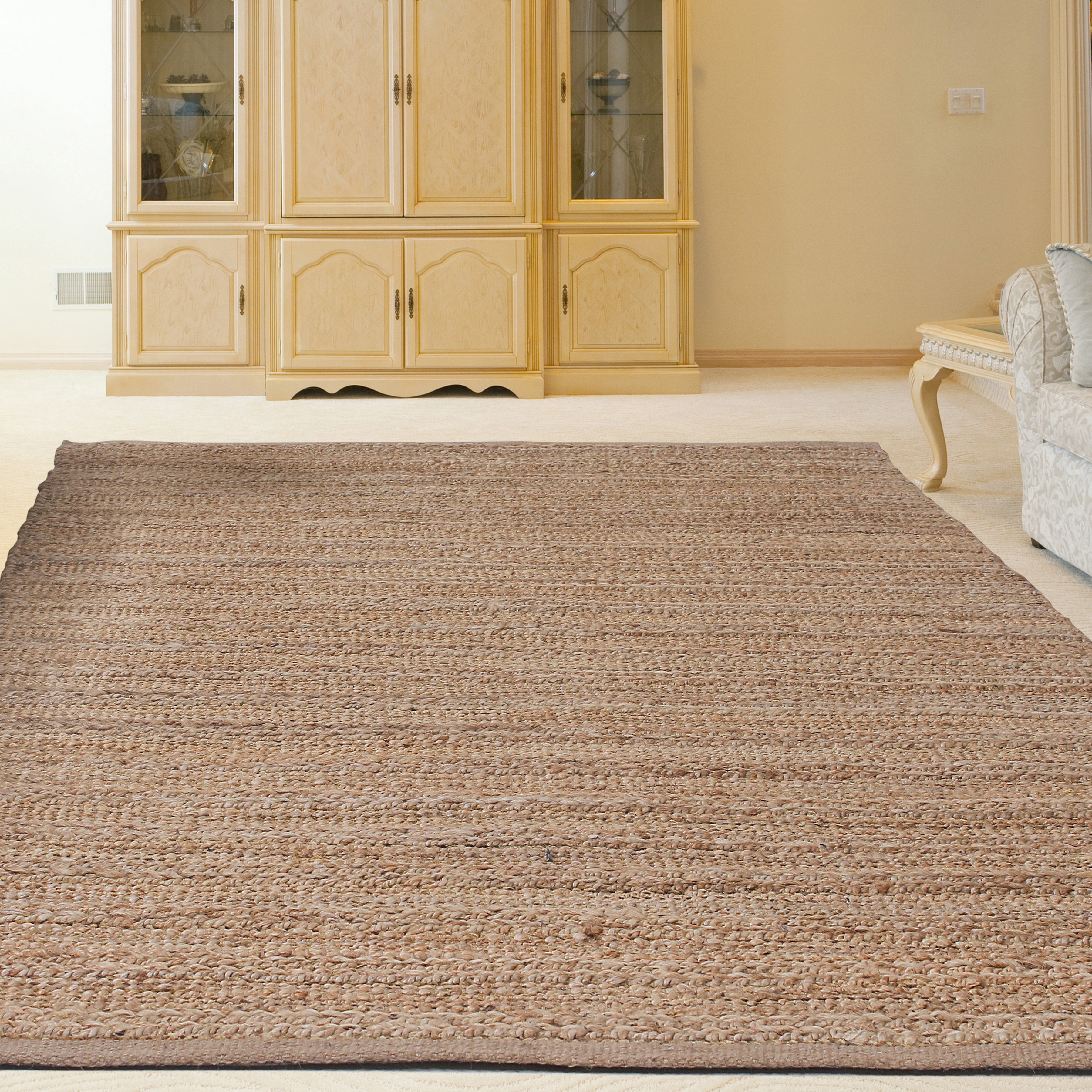 LR Home Natalie Belle Brown Braided Farmhouse Jute Blend Area Rug, 9' x 12'