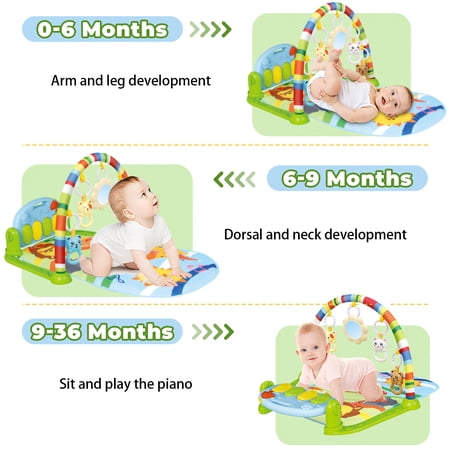 BABYEAP 3-IN-1 BABY PLAY GYM WITH KICK PIANO, TUMMY TIME MAT & MUSICAL TOYS