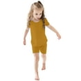 thumbnail image 1 of Hiiyo Pyjama pour Tout-Petites Filles, T-Shirt à Manches Courtes Uni et Ensemble de Shorts, Tenue de Nuit Unisexe, 1 of 8
