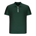 thumbnail image 4 of YYDGH Mens Zipper Polo Shirt Knit Casual Quarter Zip Tee Shirt Vintage Short Sleeve Collared T Shirt Summer Pullover Tshirt Green XL, 4 of 6