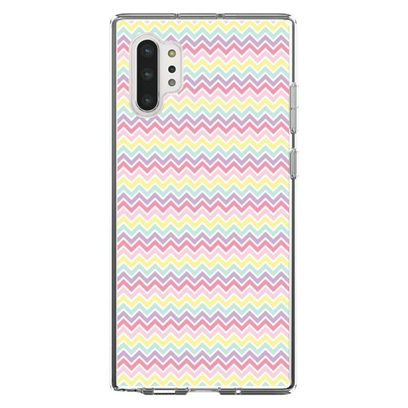 DistinctInk Clear Shockproof Hybrid Case for Galaxy Note 10 PLUS (6.8" Screen) - TPU Bumper, Acrylic Back, Tempered Glass Screen Protector - Rainbow Stripes Pattern