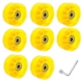 thumbnail image 1 of ckepdyeh Patines de ruedas de 8 piezas de 32 x 58 mm 82A con rodamientos, para uso en interiores o exteriores, con llave para quitar las ruedas, color amarillo, 1 of 6
