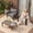 3-Piece Set ─2 Singles + Coffee Table, variant on Slsy Aluminum Patio Ottoman Set, 2 Pack Outdoor Footrest Stool with Thickened Cushions, Metal Stool for Porch Balcony Deck Yard Poolside
