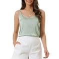 thumbnail image 1 of Camiseta de satén para mujer, tirantes, escote en V, top casual y formal, camisón de capa, 2026, 2XL, verde guisante, 1 of 5