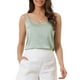 thumbnail image 1 of Camiseta de satén para mujer, tirantes, escote en V, top de seda casual, formal, capa, camisa de dormir 2026 XS verde guisante, 1 of 5