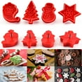 thumbnail image 1 of Fiudx Juego de Cortadores de Galletas Navideños, 4 Moldes de Plástico con Émbolo, Estampador de Doble Cara, Fácil de Usar para Masa, Sándwiches, Fondant, Repostería, Postres Caseros, Fiestas Navideña, 1 of 2