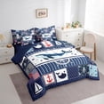 thumbnail image 3 of Feelyou Cute Blue Whale Bedding Comforter Set 7pcs for Kids, Kawaii Ocean Wildlife Queen Bedding Sets, Nautical Rudder Reversible Queen Sheet Sets, Lightweight Room Decor, 3 of 8