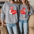 thumbnail image 2 of TKAOPKFD Couple Casual Sports Hoodie for Valentine's Day with Cartoon Print and No Hood (Women), 2 of 5