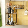 thumbnail image 2 of XKDOUS Bathroom Counter Organizer, 2-Tier Bathroom Corner Shelf Wooden Vanity Organizer, Countertop Bathroom Storage for Bathroom and Kitchen Storage Dresser Decoration, 2 of 8
