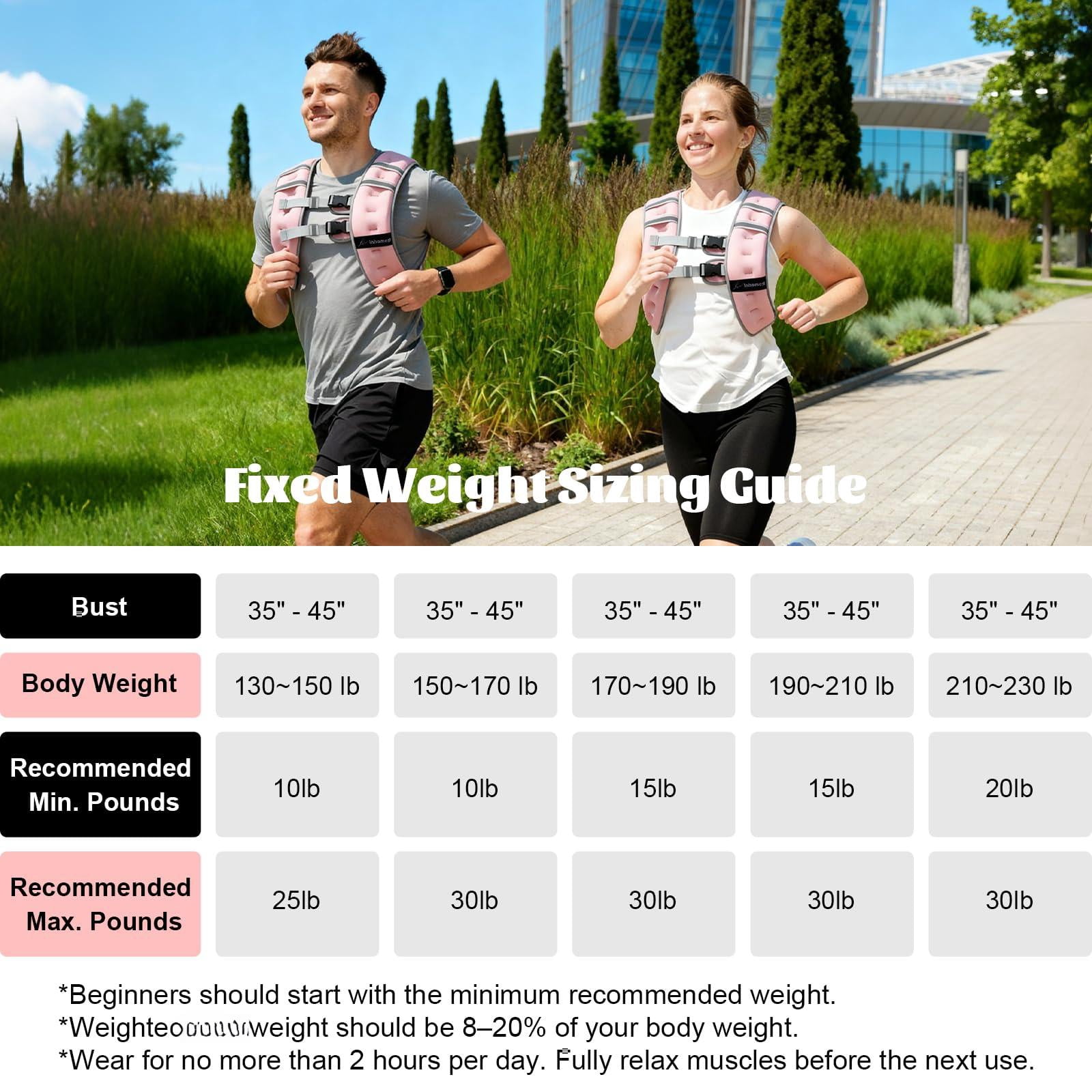 Pink 15 lb Weighted Vest for Workout Running Walking