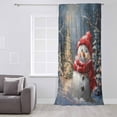 thumbnail image 3 of Red Snowman Christmas Semi Sheer Curtains Drapes for Living Room, Bedroom, French Doors Window 84 Inches Long, Xmas Snowflake Oil Painting Rod Pocket Chiffon Curtain Drapery Voile Draperies Panel, 3 of 6