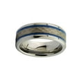 thumbnail image 3 of MJ Metals Jewelry Men's / Women's White Tungsten Carbide 8mm Hammered Center Blue Resin Striped Ring, 3 of 7