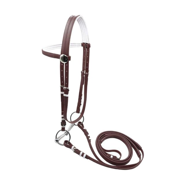 Almencla Harnais de Cheval avec Anneau Réglable en Acier Inoxydable Tête de Cheval Marron 13.5cm