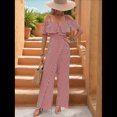 thumbnail image 4 of Plisados A Rayas para Mujer, Elegantes, de Verano, con Tirantes y Pantalones de Pierna , . Vino Tinto S, 4 of 7