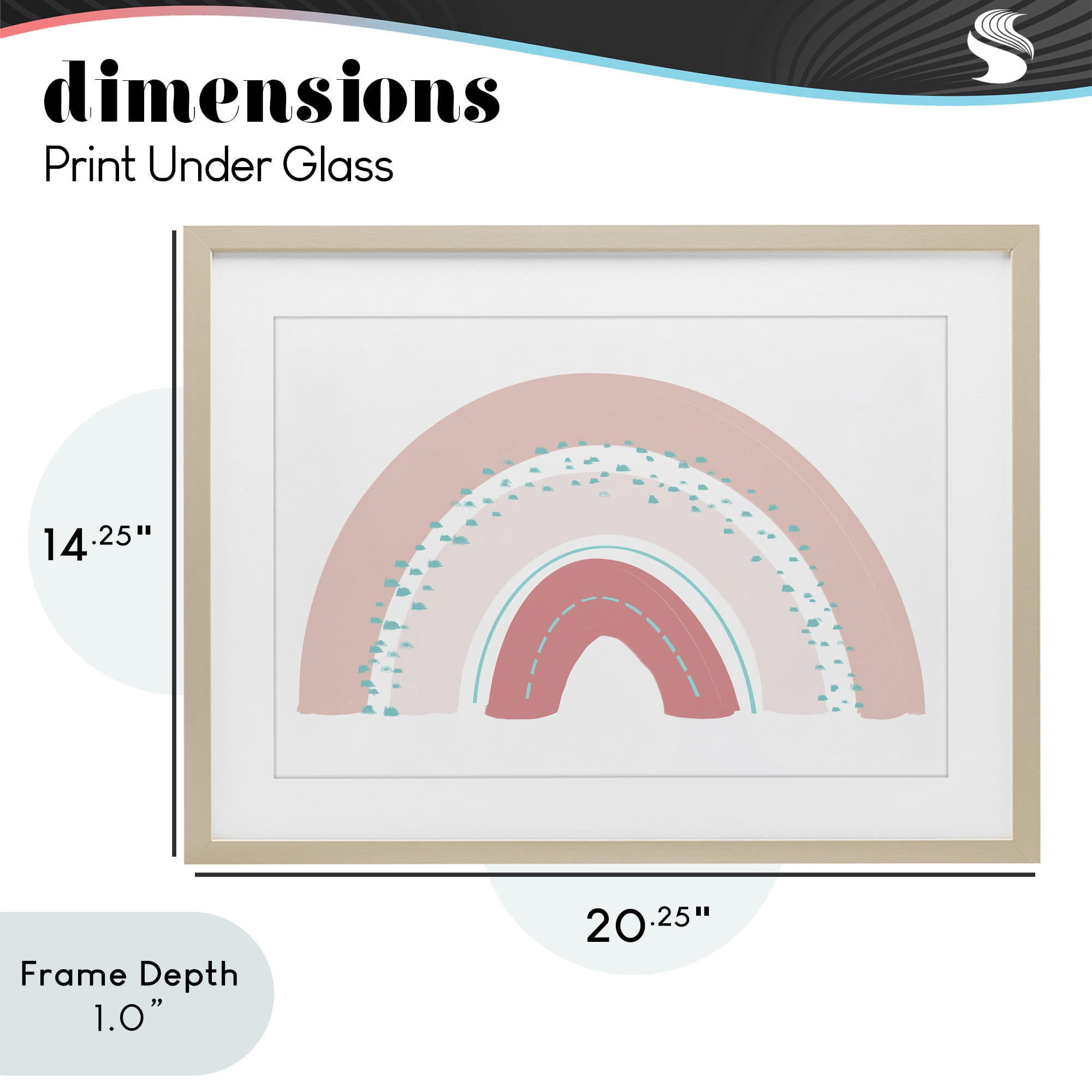Stupell Industries Pink Rainbow with Speckles Birch Framed Print Under Glass, design by Emily Navas