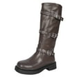 thumbnail image 2 of Viluyesy Womens Knee High Boots, Multi-Buckle Low Heels Wide Calf Fashion Tall Moto Boots Brown US5.5, 2 of 9