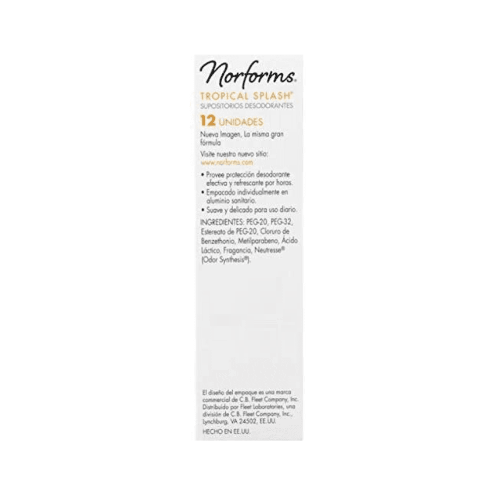 Norforms Tropical Splash Deodorant Suppositories, 12 CT (Pack - 6)