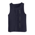 thumbnail image 2 of Womens Tank Tops, Womens Tank Top, Womens Solid Color Tank Top with Round Neck Faux Cotton and Linen Button Design and A Sense of Top with Round Neck Tank Tops, 2 of 3