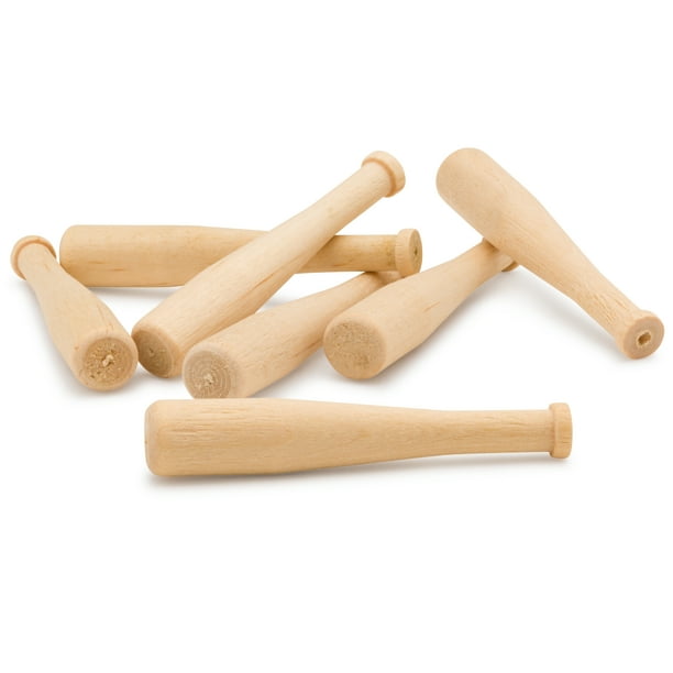 Unfinished Mini Wooden Baseball Bats 2 Inch, Bag of 500 Unpainted Wood