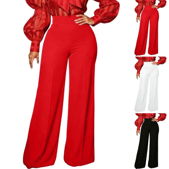 Hrsba Womens Casual Pants Solid Color Draped Floor Length Versatile Relax Fit Long Pants For Women