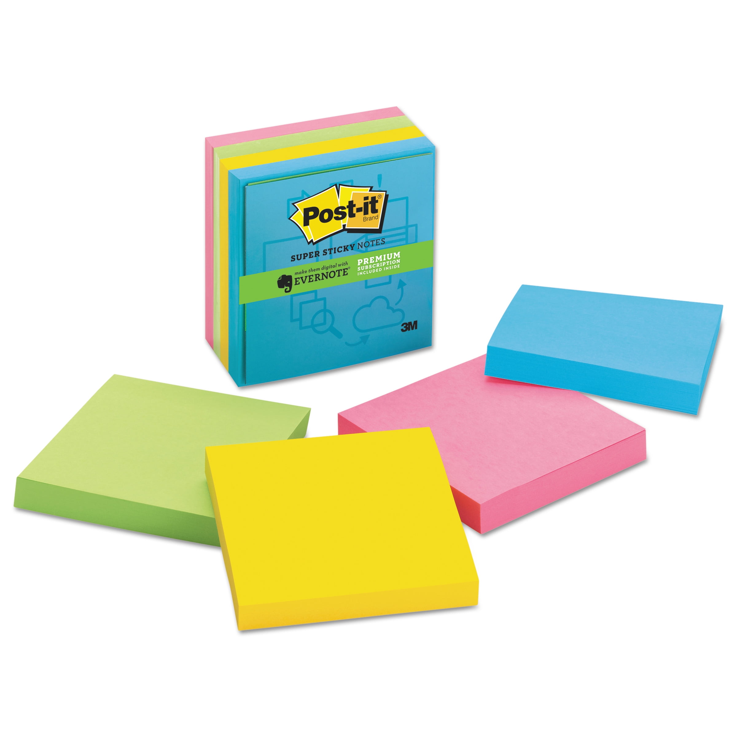 Postit Notes Super Sticky Evernote Collection Notes, 3 x 3, Assorted