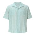 thumbnail image 4 of YLSDY Men's Summer Beach Vacation Shirt Casual Short Sleeve Button Down Shirt for Men Fashion Textured Summer Beach Tops Mint Green XXL, 4 of 6