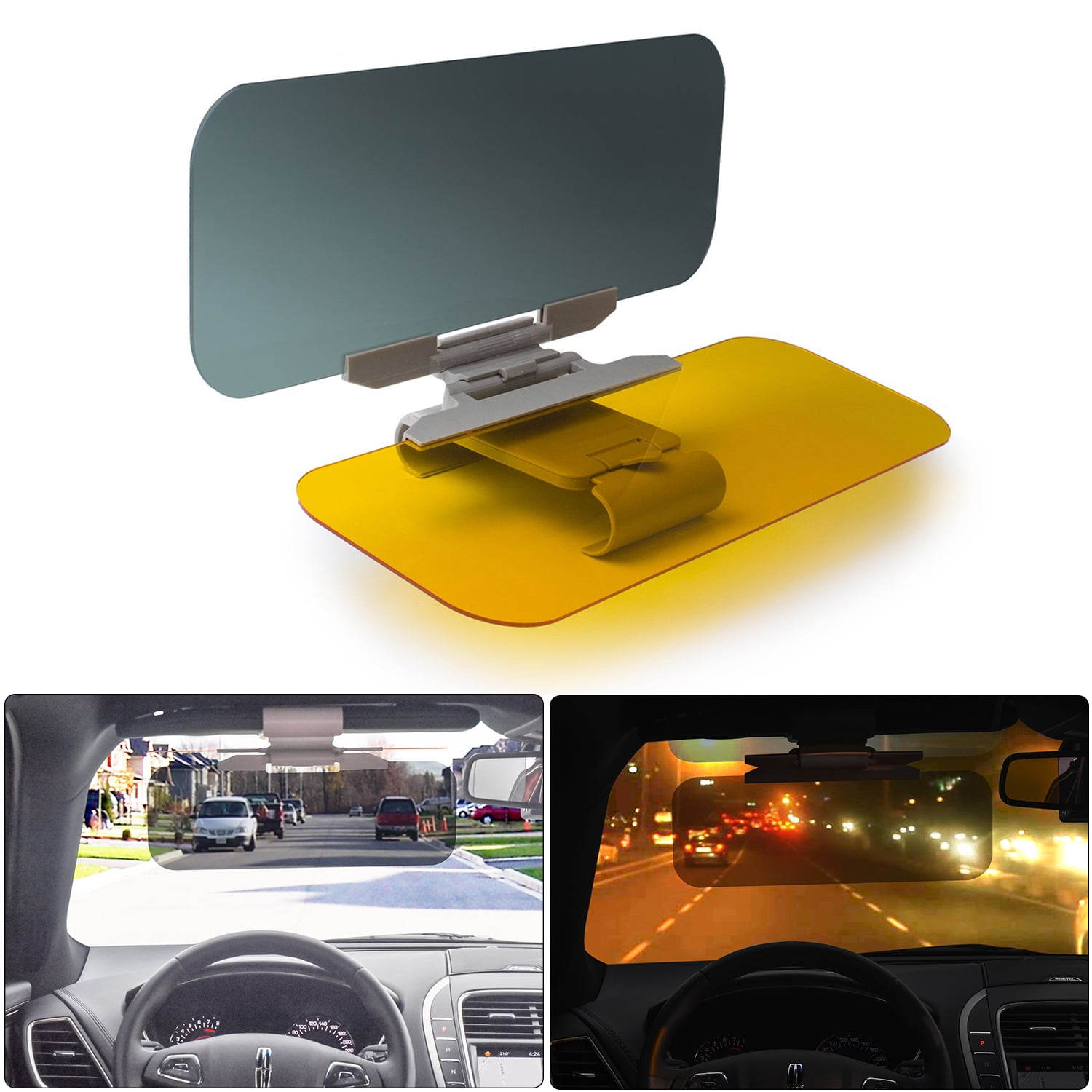 Mobi Lock Car Sun Visor Automobile Windshield Visor for Day and Night Pack of Two 
