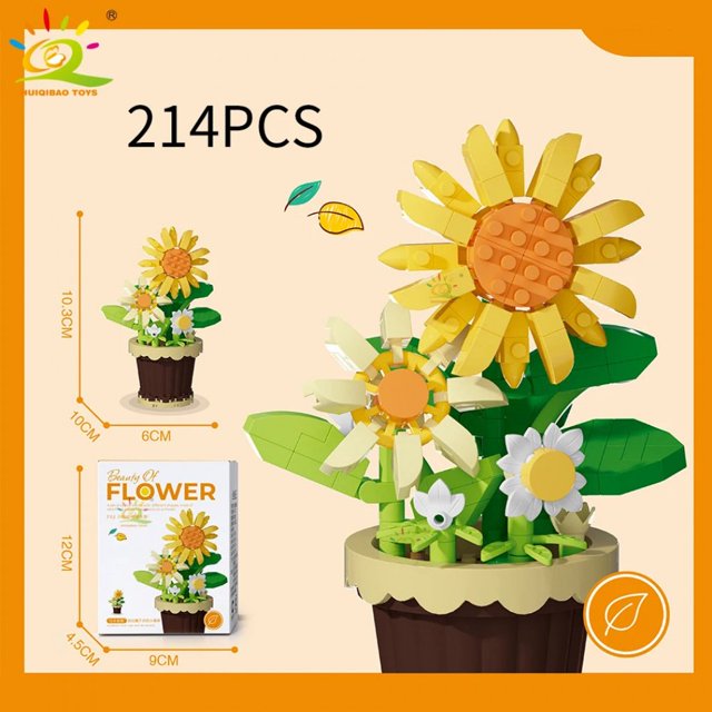 EIGTHTAILHUIQIBAO MOC Eternal Bouquet Micro Building Blocks Flower Model DIY Home Desk Plant Decoration Assemble Brick Toy For Children