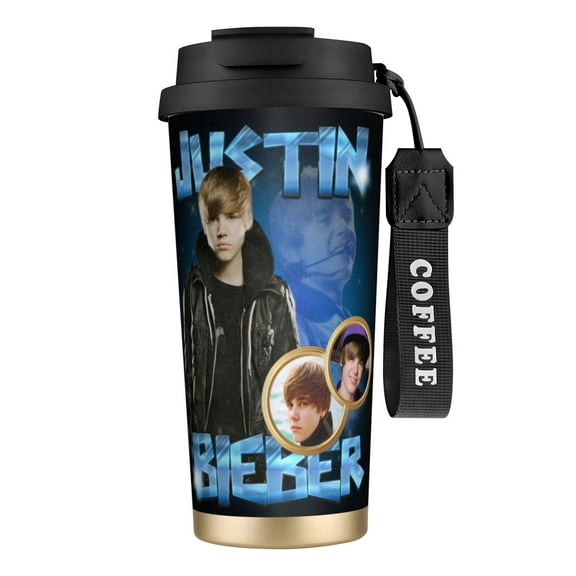 500ml Leak Proof Reusable Vacuum Insulated Mug Justin Bieber (3) 316 Stainless Steel Coffee Cup Black Tumbler