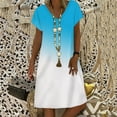thumbnail image 2 of Wycnly Dresses for Women Plus Size Casual Loose Swing Tunic Tshirt Midi Sundress V-Neck Short Sleeve Gradient Print Summer Knee-Length Formal Dress Blue m, 2 of 5