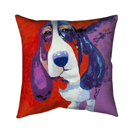 Begin Home Decor 5542-2020-AN83 20 x 20 in. Abstract Colorful Basset Dog - Livingroom Pets Outdoor Pillow