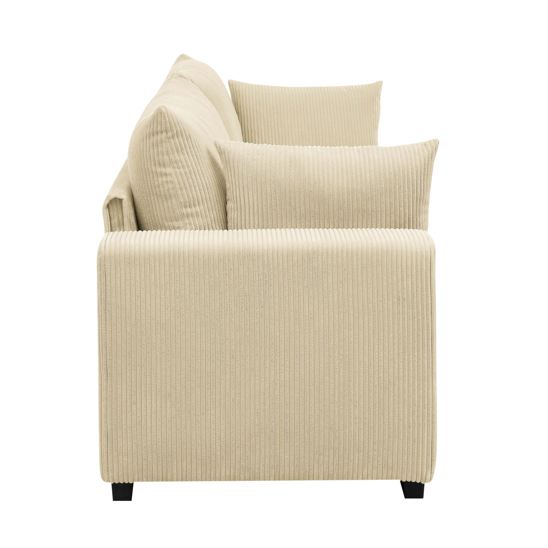 Aukfa 89" Corduroy Sofa, Comfy 3 Seater Couch for Living Room, Small Space, Apartment, Beige