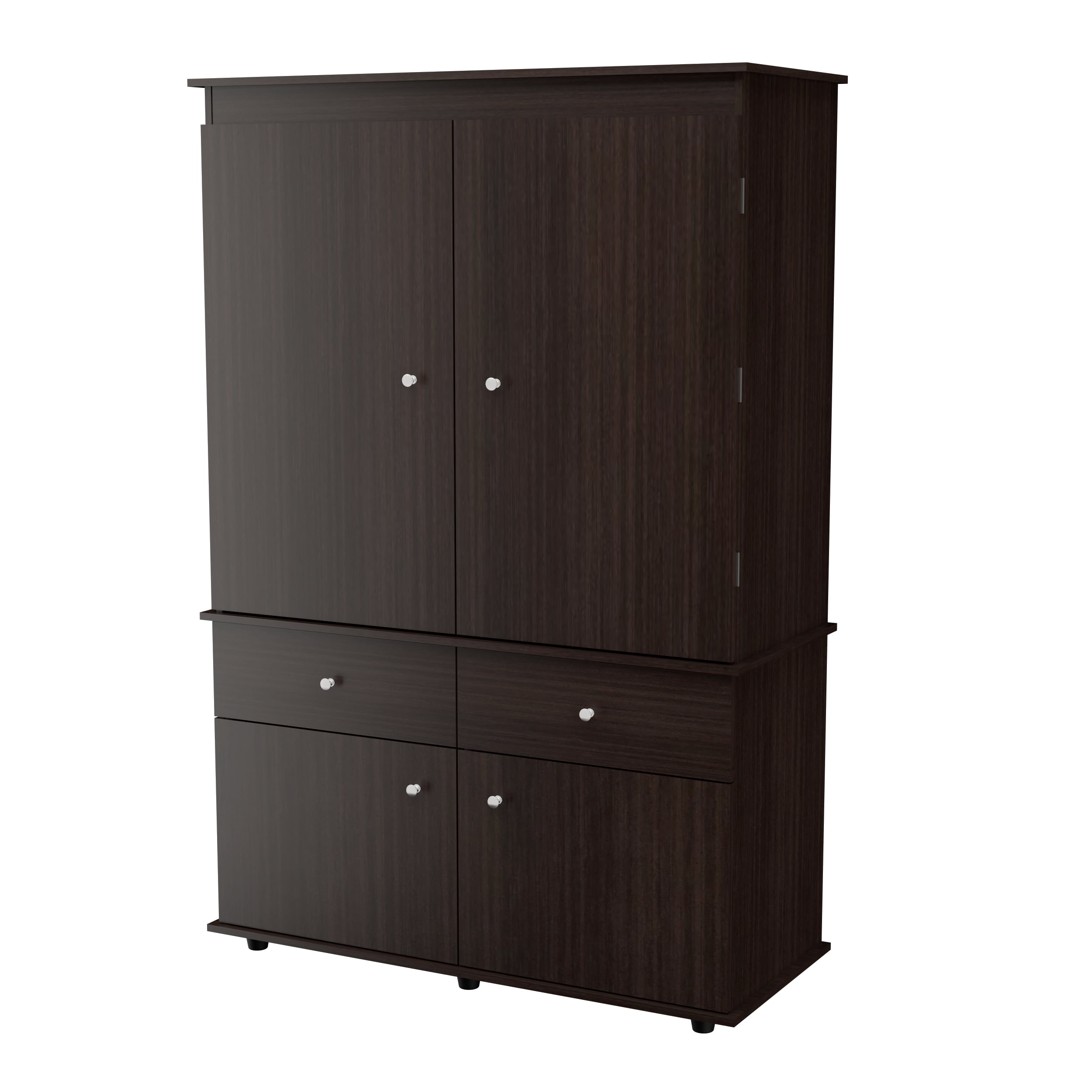 Inval 2-Drawer 4-Shelf Hanging Rod Armoire Box 2, Espresso