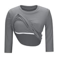 thumbnail image 5 of Antinious Women Solid Crewneck 3/4 Sleeve Ribbed Built In Bras Sleep Summer Tops, 5 of 5